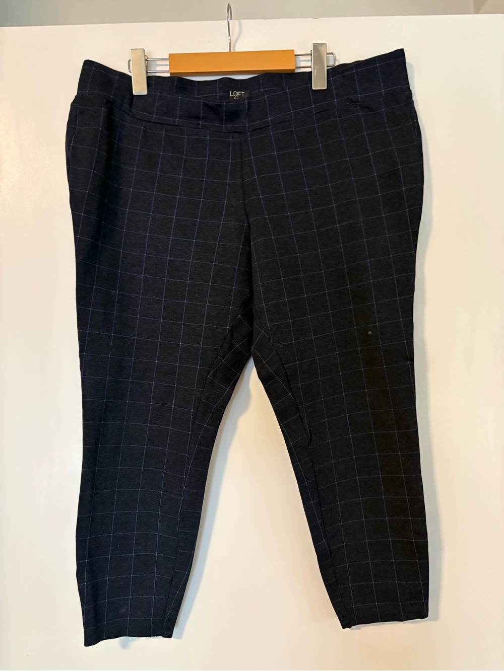 LOFT Plus Black Windowpane Dress Pants with Blue Grid